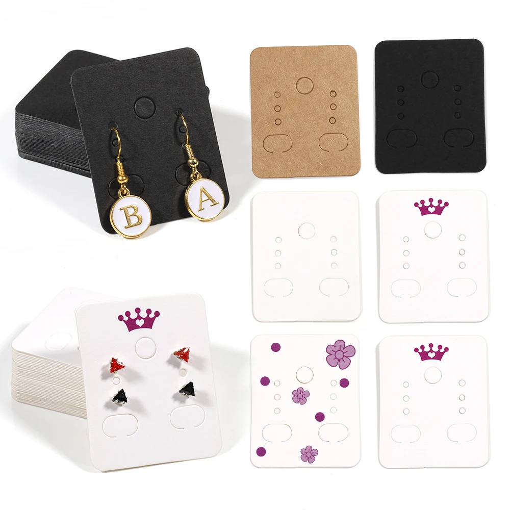 

50pcs/lot 3.8x4.8cm Earring Display Card Kraft Paper Cards Tags Earring Holder for Ear Studs Jewelry Gift Display Packaging