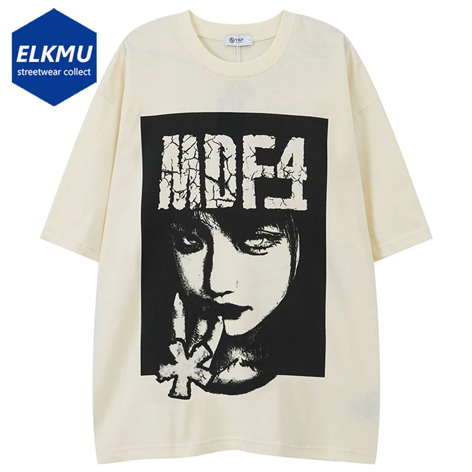 

Женская свободная футболка Goth Girl Graph Y2K, уличная одежда в стиле Харадзюку, футболки большого размера в стиле хип-хоп, черные, бежевые летние хлопковые футболки, Топ унисекс