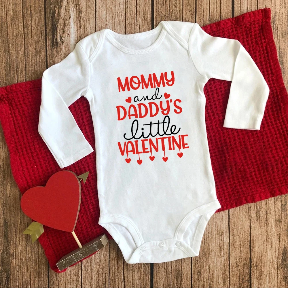 

Mommy and Daddy's Little Valentine Infant Bodysuit Newborn Clothes Long Sleeve Playsuit Valentine's Day Baby Boys Girls Present