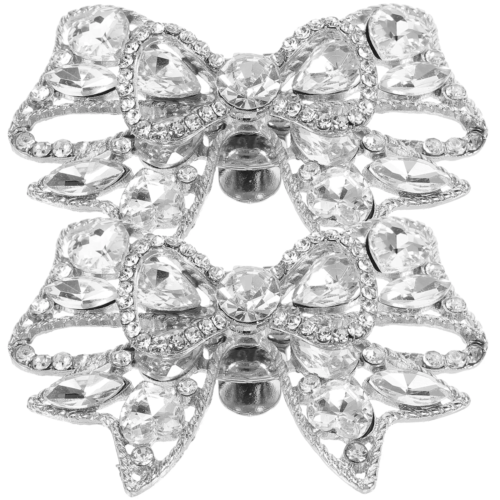 

2 Pcs Shoe Charms Bridal Buckles Wedding Clips Bowknot Shape Shoes Glass Crystal Pumps Bride