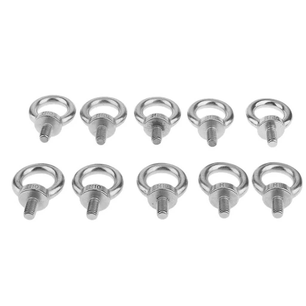 

10pcs Eyes Bolts M10 Metric Threaded Marine Grade Boat Stainless Steel Lifting