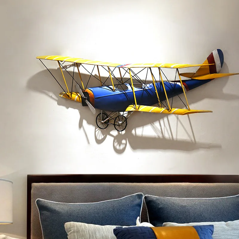 

Wrought Iron Wall Decoration Children's Room Wall Decoration Pendant Bar Coffee Shop Airplane Three-dimensional Wall Decoration