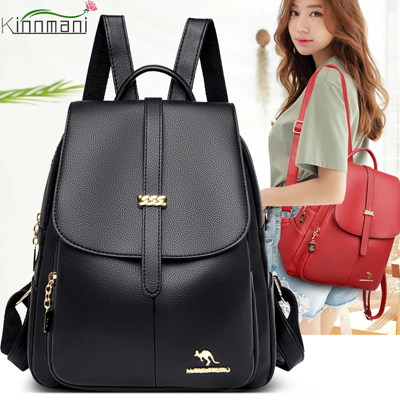 

Brand Luxury Designer Backpack 2022 New Women's Lychee Pattern PU Leather Large Capacity Backpack Multifunctional Girl Schoolbag
