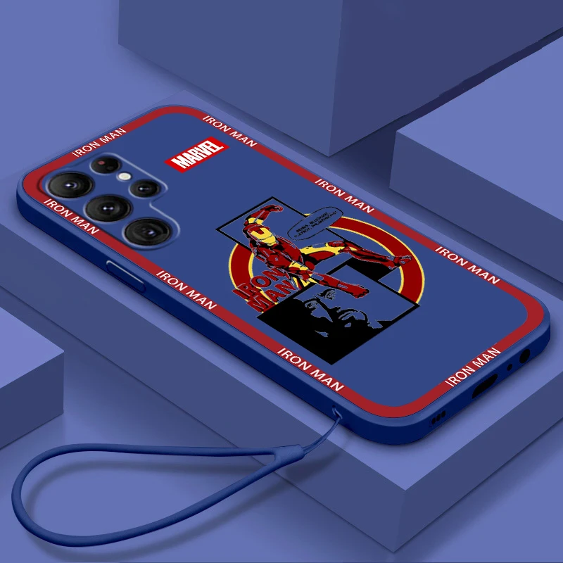 

Liquid Rope Cover Marvel SpiderMan Iron Man Logo Phone Case For Samsung Galaxy S23 S22 S21 S20 FE S10 Plus Lite Ultra 5G Funda