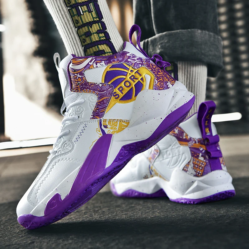 Teens Retro Basketball Shoes Men Sneakers Boys Air Basket Shoes High Top Anti-slip Outdoor Sports Boots Trainer Women Sneakers