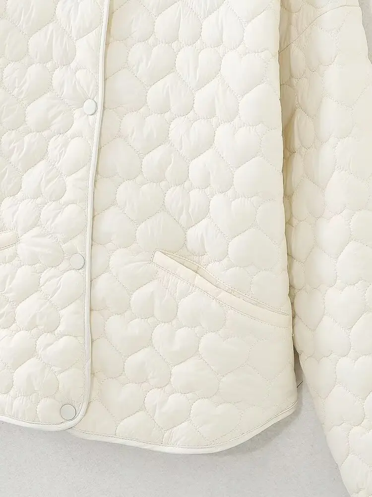 TRAFZA женская зимняя модная стеганая хлопковая куртка в форме сердца с карманами