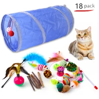 new18 piece set interactive cat toy funny feather bird with bell cat stick toy for kitten playing teaser wand toy cat supplies