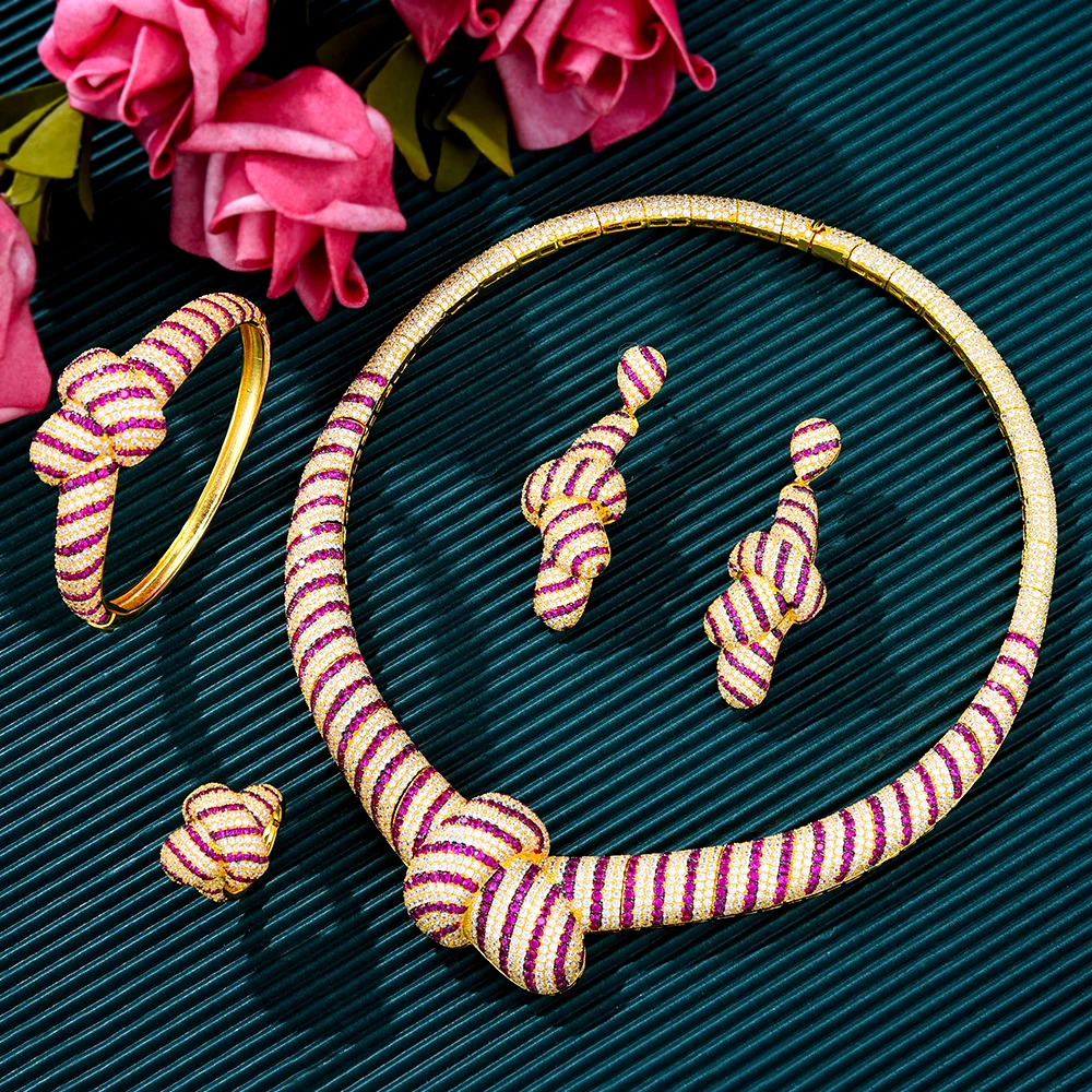 Набор женских ювелирных изделий из фианита в Африканском и индийском стиле