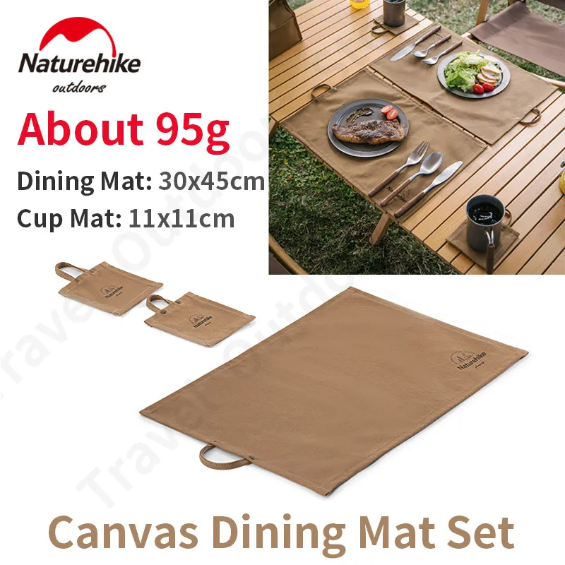 

Naturehike Outdoor Portable Canvas Table Mat Set Camping Picnic BBQ Waterproof Oil Proof Anti Scalding Food Mat*1 Cup Mat*2