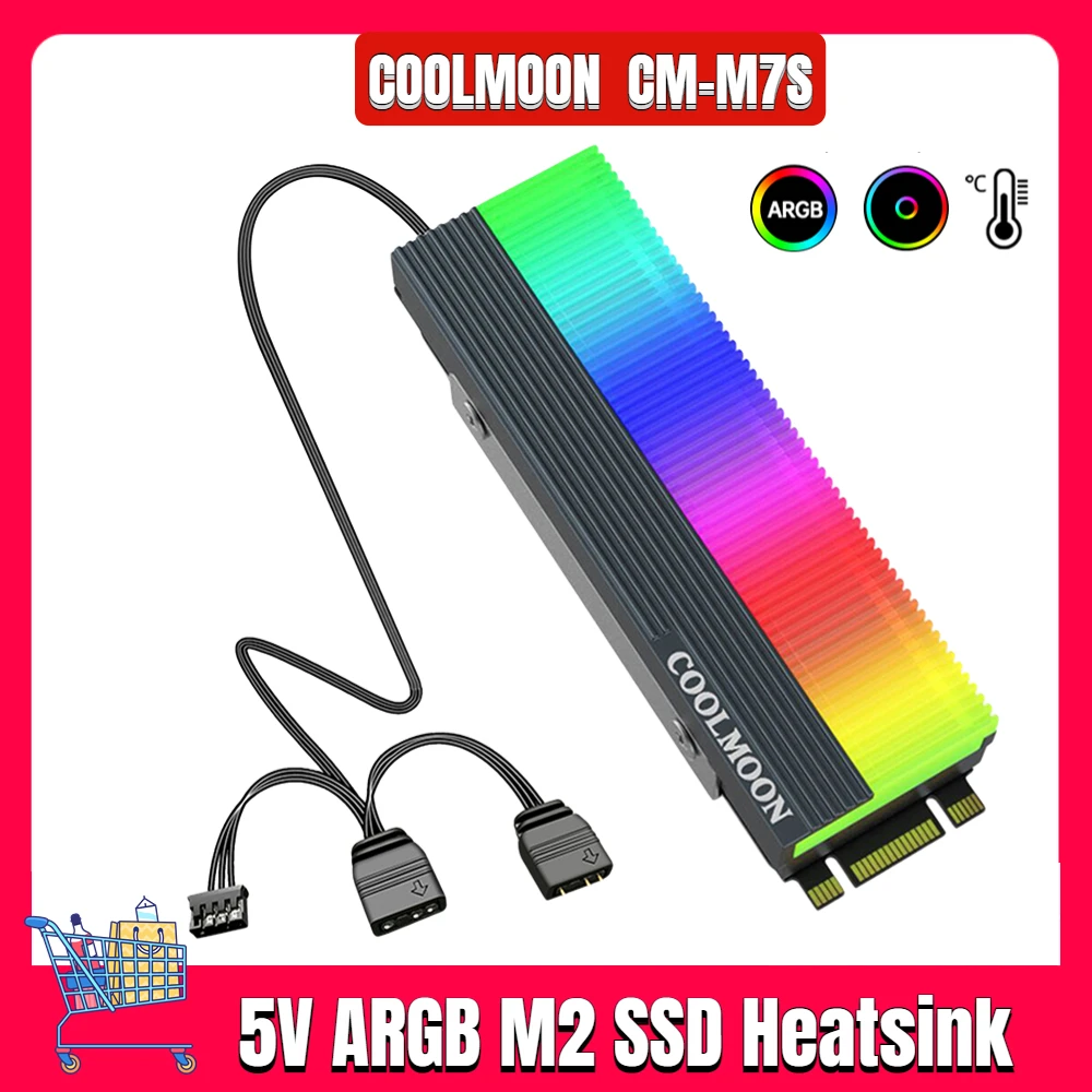 

COOLMOON CM-M7S 5V ARGB M2 SSD Heatsink Cooler Vest M.2 2280 Solid State Hard Disk Thermal Pads Radiator Heat Dissipation Pad