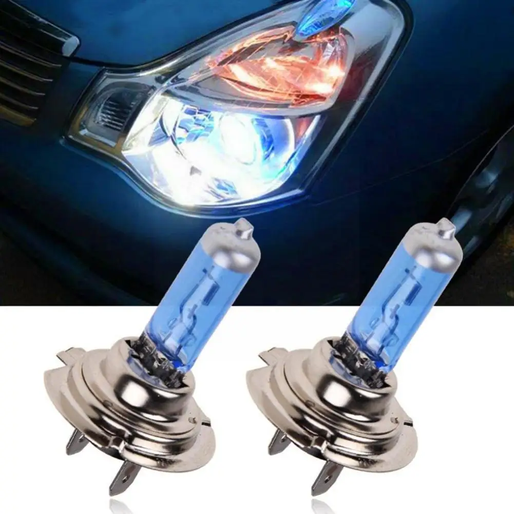 

New 2pcs H7 6000k Gas Halogen Headlight Blue Housing Light Headlights 12v Lamp Ultra Quartz Bulbs Provides 55w White Automo X6l9