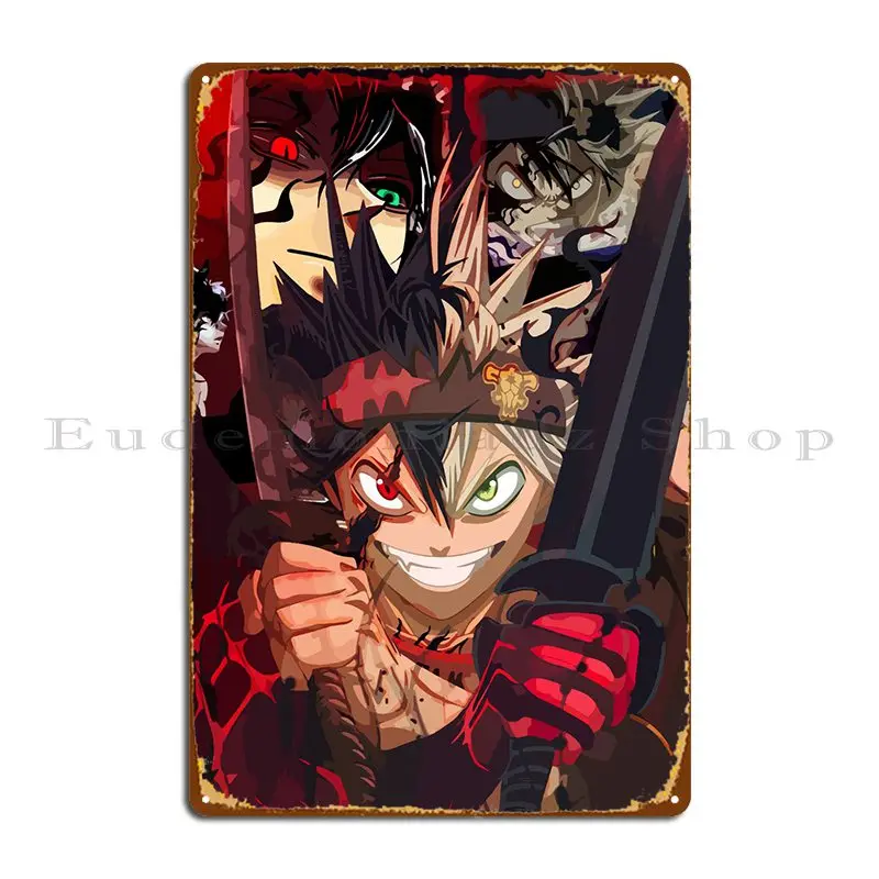 

Black Clover Anime Manga Metal Sign Customize Retro Iron Plaques Mural Tin Sign Poster