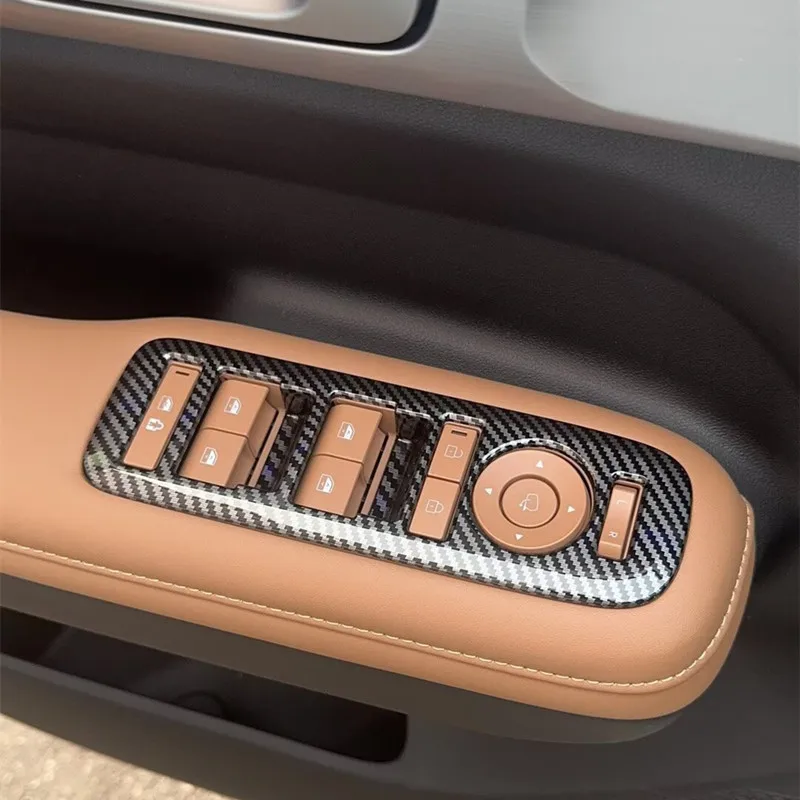 Фото Для Hyundai Santa Fe 2023-2024: Комплект внутренней отделки из АБС-пластика с эффектом карбона - полный комплект накладок для автомобиля, наклеивающиеся. №2