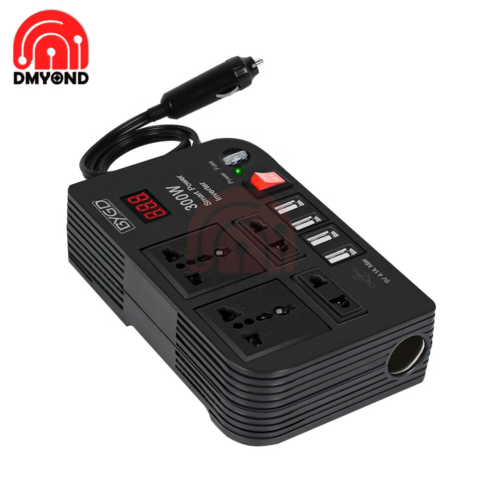 

Преобразователь 300 Вт, 12 В постоянного тока в 220 В, для автомобиля, ноутбука, быстрая зарядка, универсальный