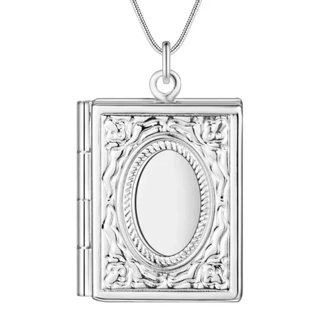 Ожерелье серебряного цвета для женщин, Посеребренная бижутерия, оптовая продажа, персиковый кулон в форме сердца, может открываться для хранения фотографий