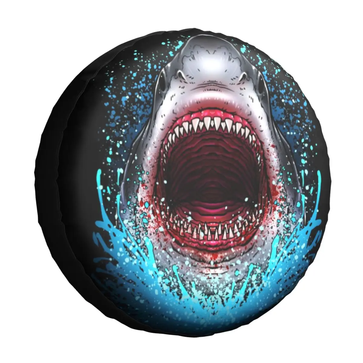 

Great White Shark Attack Spare Tire Cover Bag Pouch for Suzuki Mitsubish Animal Dust-Proof Car Wheel Covers 14" 15" 16" 17" Inch