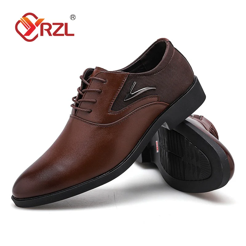 

YRZL Loafers Men New Leather Low Heeled Shoes Casual Breathable Men Fashion Business Daily Leather Shoes for Men Size 38-48