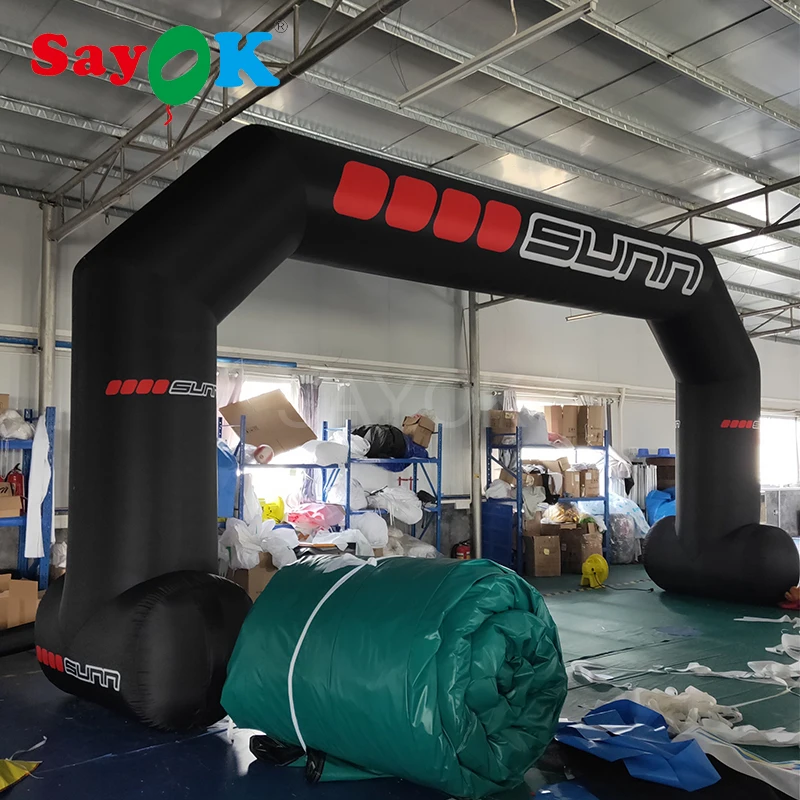 Черный надувной рекламный арочный финишный проход для продвижения бизнеса, мероприятий и выставок.