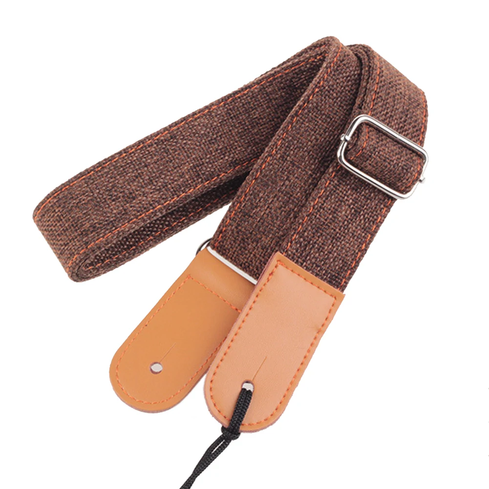 

Soft Guitar Part Cotton And Linen Durable Anti Pull Belt Breathable Adjustable Buckles Shoulder Ukulele Strap Portable Solid