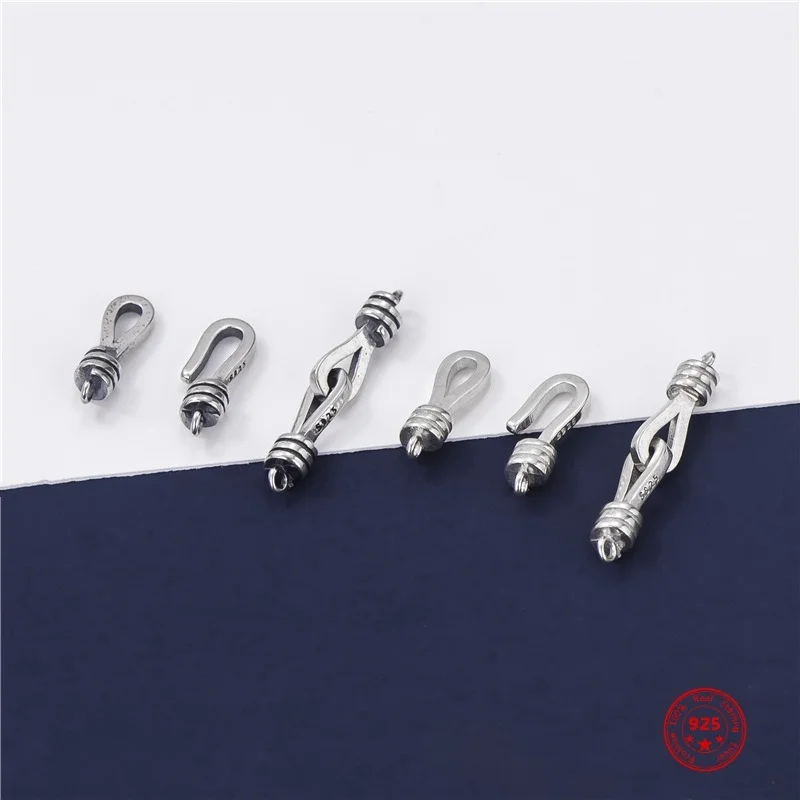 S925 Sterling Silver Necklace Buckle Bracelet Thick Buckle Personalized DIY Rope Buckles Jewelry Accessories Material Wholesale