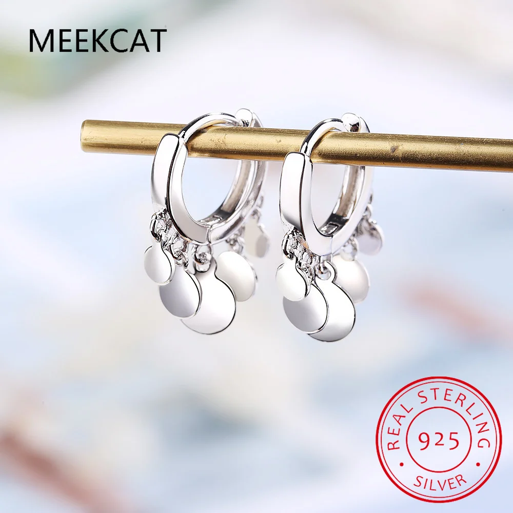 Лидер продаж серьги-кольца из стерлингового серебра 925 пробы с круглым диском и