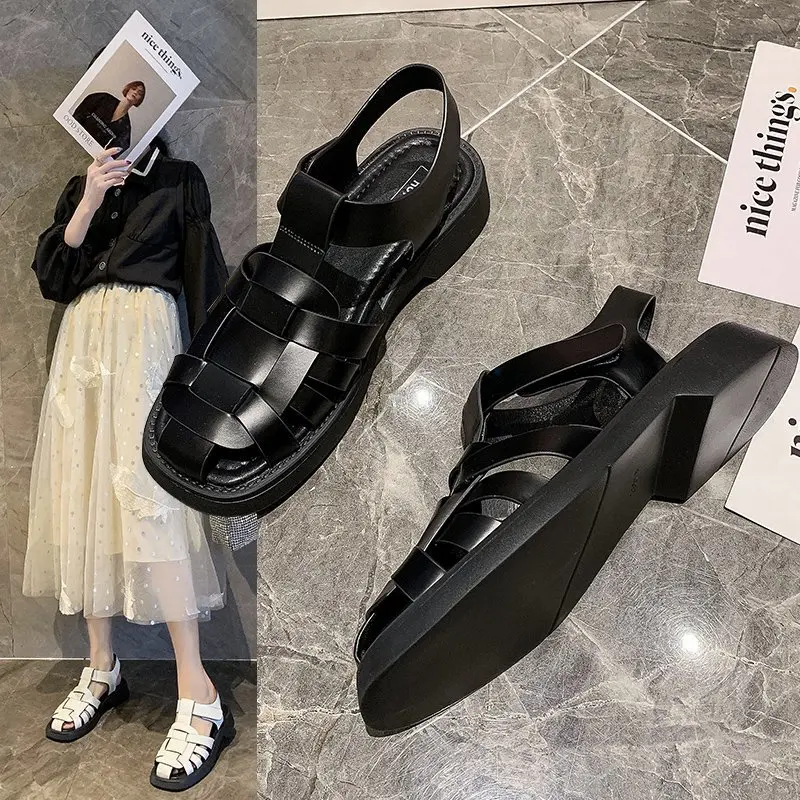 

zapatillas mujer 2022 New Summer Sandals Women Casual Platform Low Heel Elegant Beach Gladiator Weave Comfort Sandals For Women