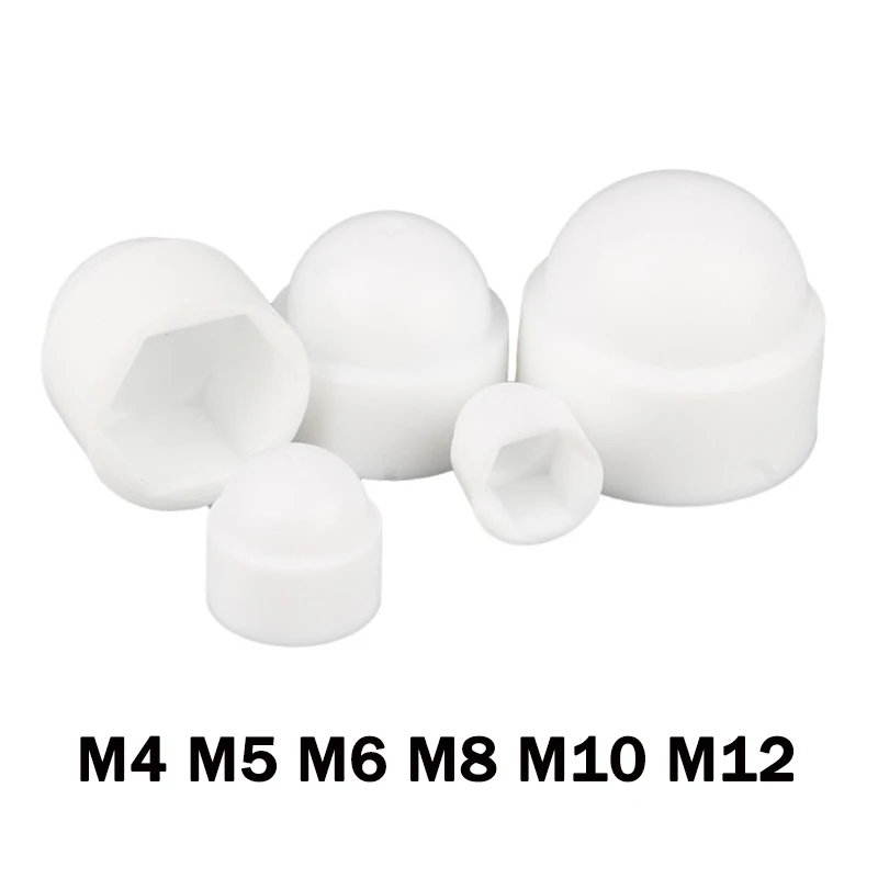 

10/30pcs White Hex Caps Cover Plastic Protection Acron Nut Dome Hexagon Screw Bolts Nut M4 M5 M6 M8 M10 M12