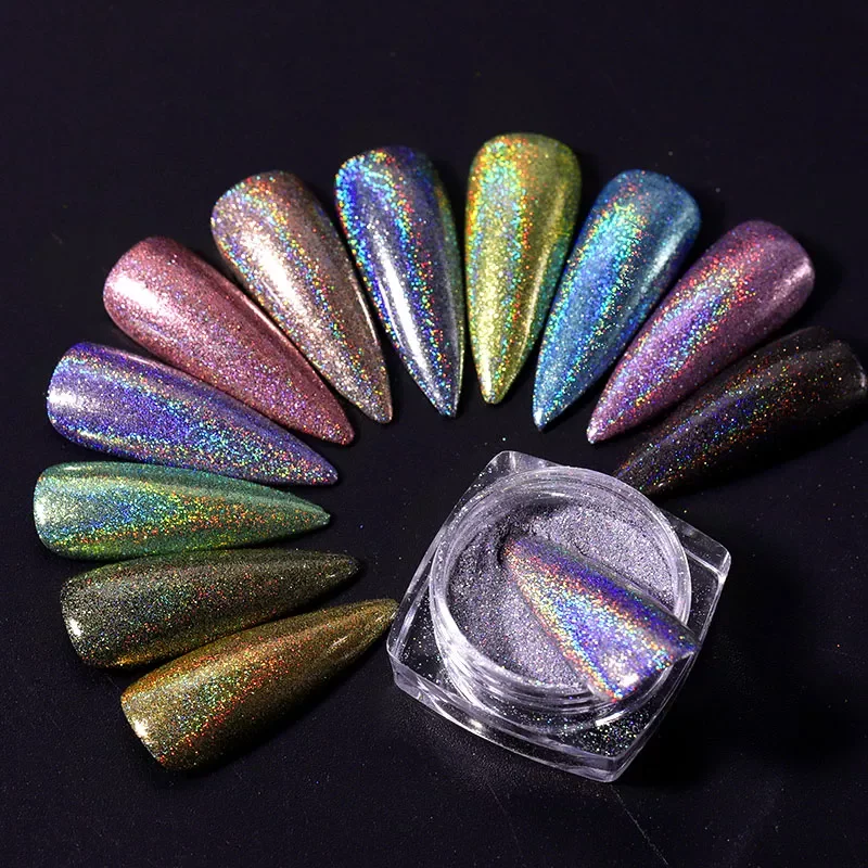 

2022NEW Laser Nail Glitter Holographic Powder for Nails Mirror Polishing Chrome Pigments Shimmer Dip Powders Nail Art Decoration