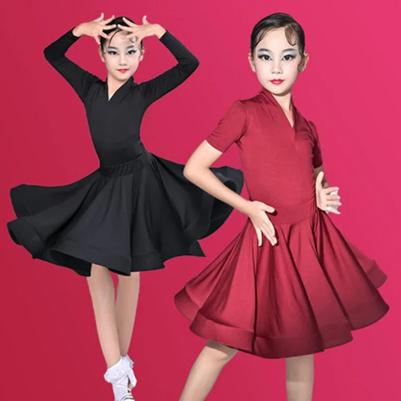 

Girls Professional Latin Dancing Dress Kids Ballroom Salsa Dance Wear Clothing Children's Competitions Latin Stage Wear Clothes