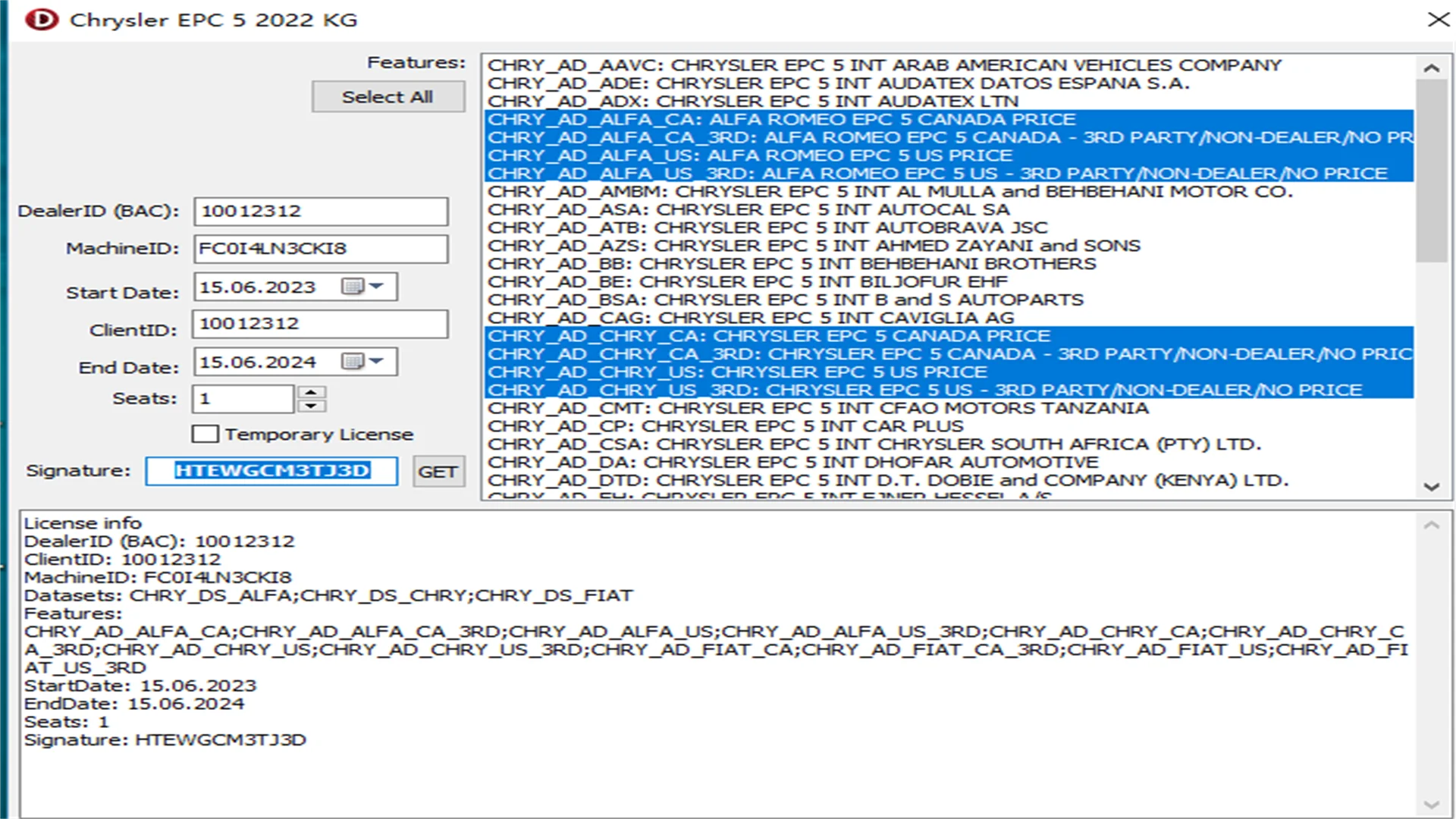 Ключ Chrysler EPC keygen EPC5