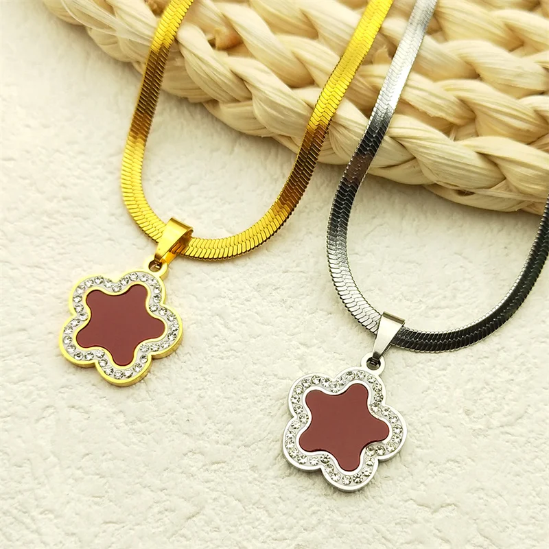 Золотое/серебряное Ожерелье С Подвеской Для Женщин И Девочек Красным Цветком