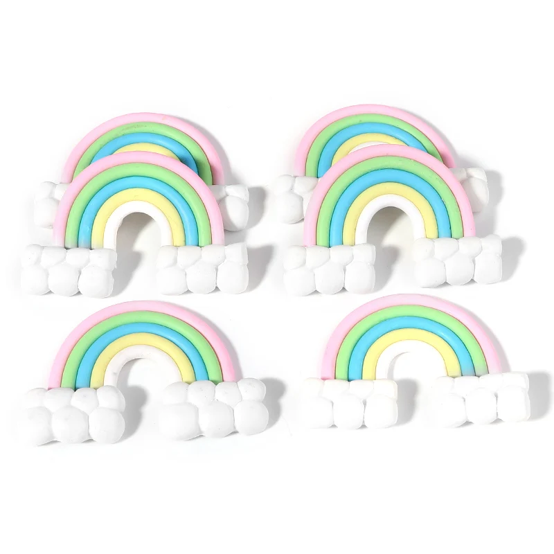 Cute Rainbow Ploymer Clay Charm Pendants Jewelry Making Necklace Phone Case Soft Accessories Kits Gift 34X50mm 6Pcs - купить по