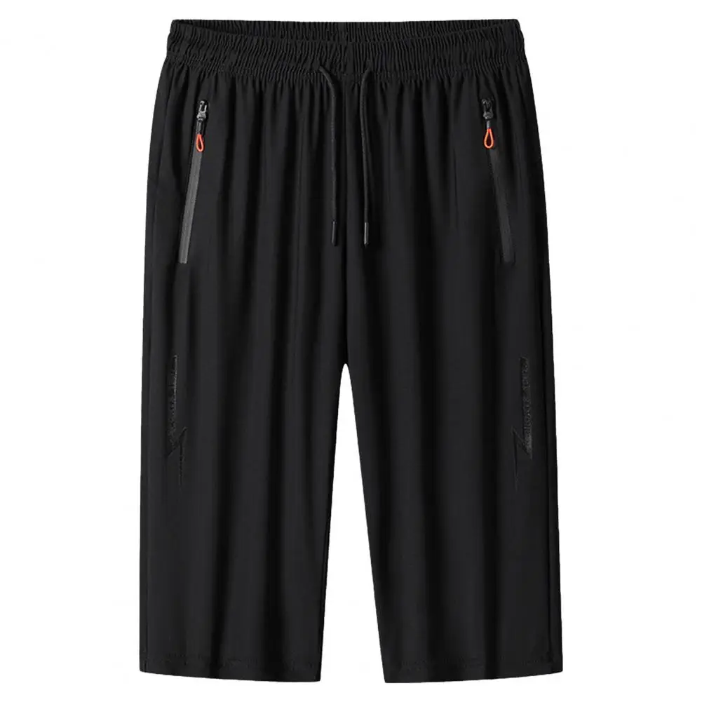 

Мужские укороченные брюки, однотонные мужские брюки на молнии с карманами, с широкими штанинами, Стильные укороченные брюки со шнурком, мужская одежда