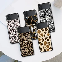 case for samsung galaxy z flip 3 mobile phones funda para zflip 3 5g telefoon hoesje shockproof cover luxury leopard painted