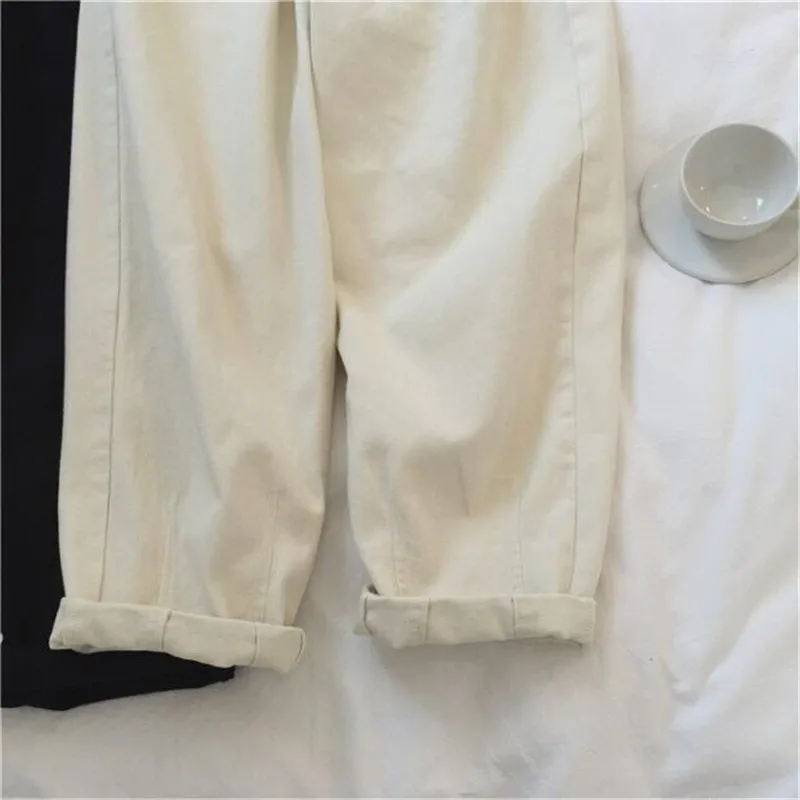 Women High Waist Oversized Mom Jeans Cotton White Loose Boyfriend Denim Pants 2023 Black Spring Beige Casual Jeans Streetwear