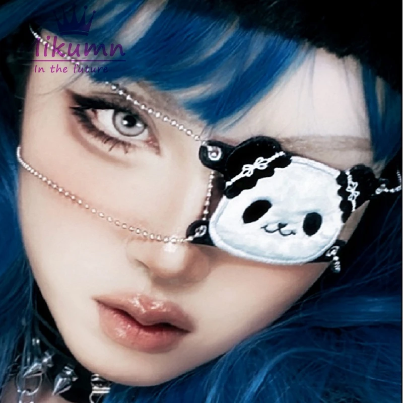 

Mikumn Харадзюку Y2K Готическая панк Милая Вышивка панда украшение на цепочке нашивка для глаз аксессуары для косплея
