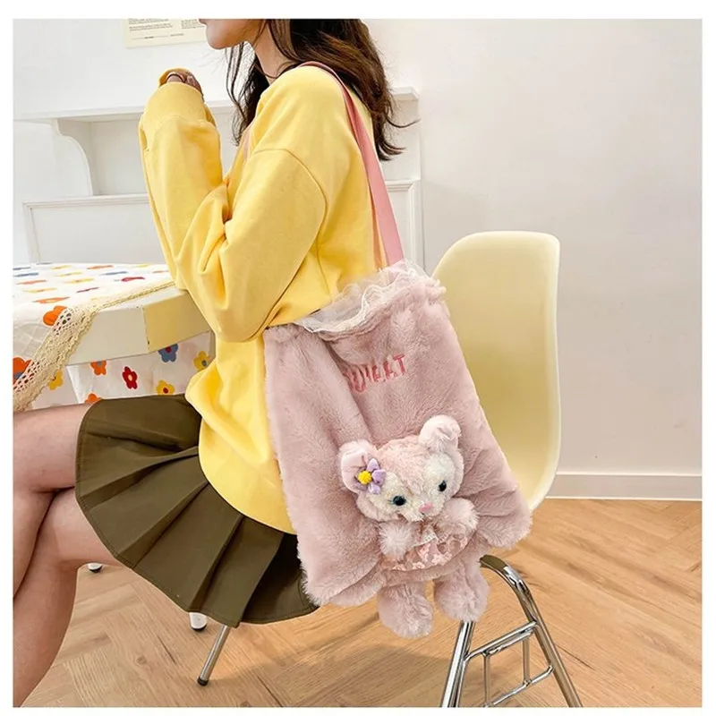 

Kawaii Disney Anime Merchandise Linabell Cartoon Cute Plush Toy Bag Ladies Handbag Organizer Gift for Girlfriend
