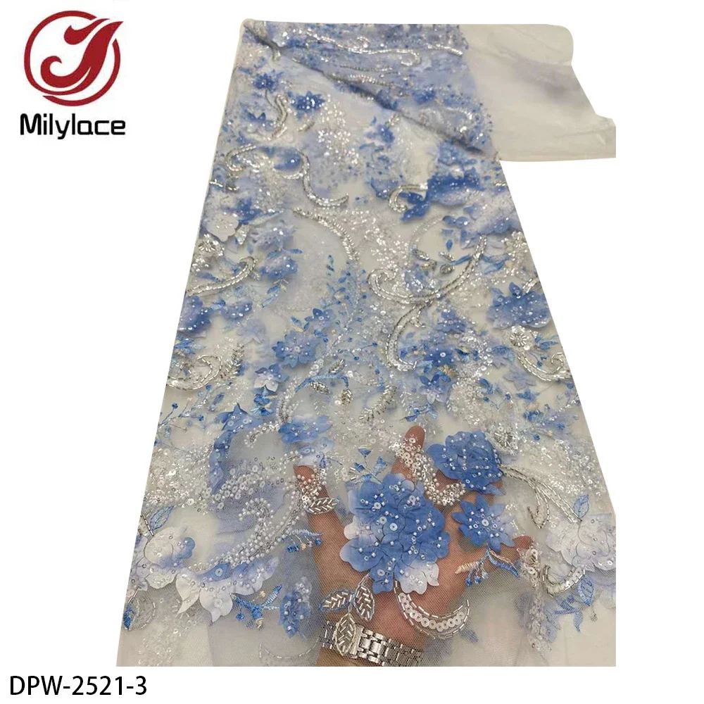 Кружевная ткань с французскими бусинами Высококачественная вышивка блестками