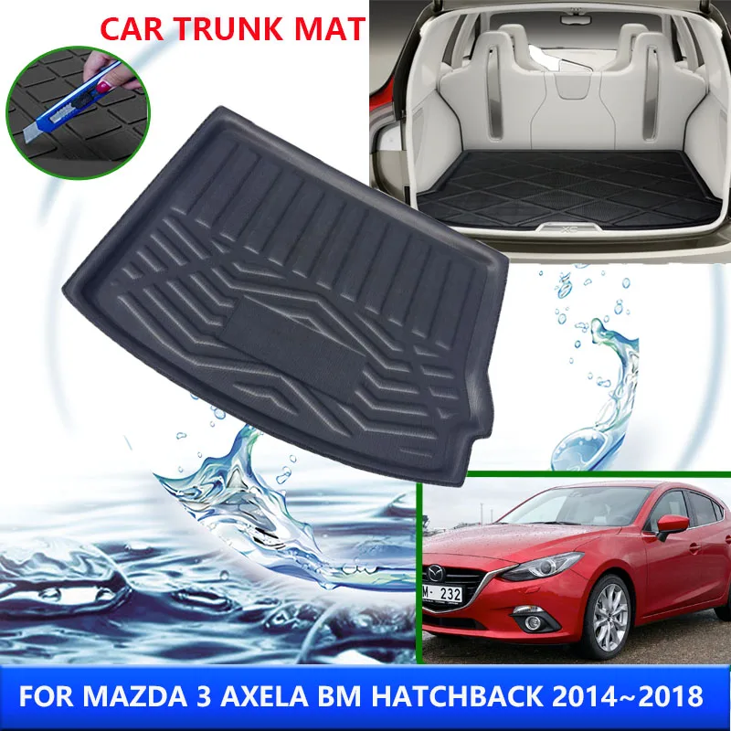 

Коврик для багажника автомобиля Mazda 3 Mazda3 Axela BM BN Hatchback 2014 ~ 2018 2017, устойчивый к высоким температурам, коврик для хранения, аксессуары для интер...