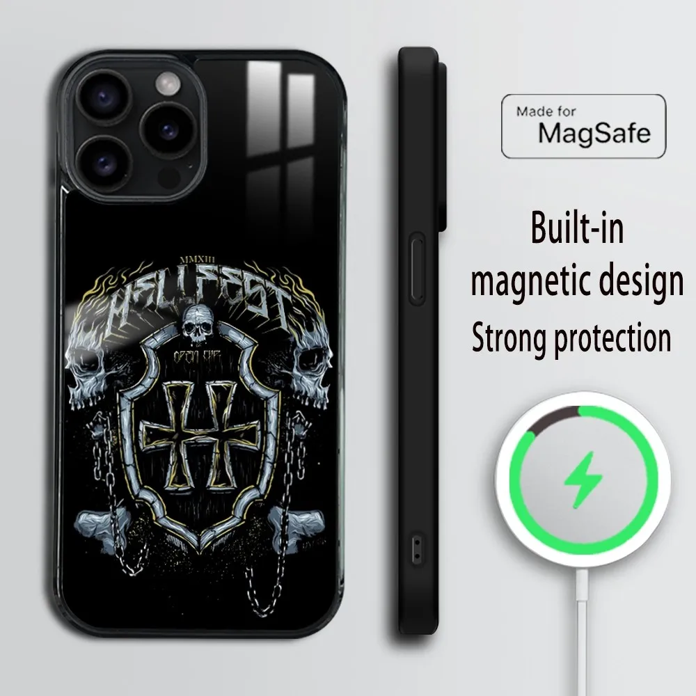 Music festival Hellfest Phone Case For iPhone 16 15 14 13 12 11 Pro Max Plus Mini Magsafe Mirror Wireless Magnetic Cover
