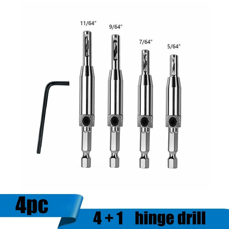 

Набор корончатых сверл, комплект из 4 насадок для отверстий, для дверей, Самоцентрирующиеся инструменты для деревообработки