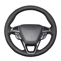diy custom black artificial leather steering wheel cover for ford fusion mondeo 2013 2014 edge