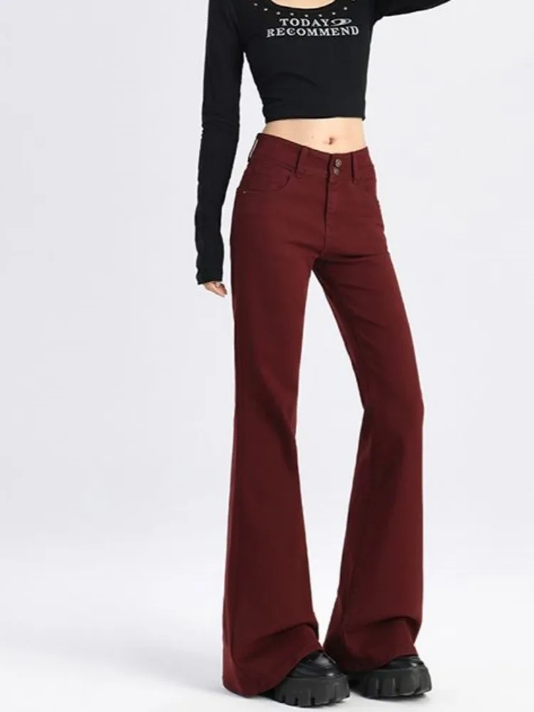 FINEWORDS винтажные повседневные джинсы-клеш с высокой талией женские корейские