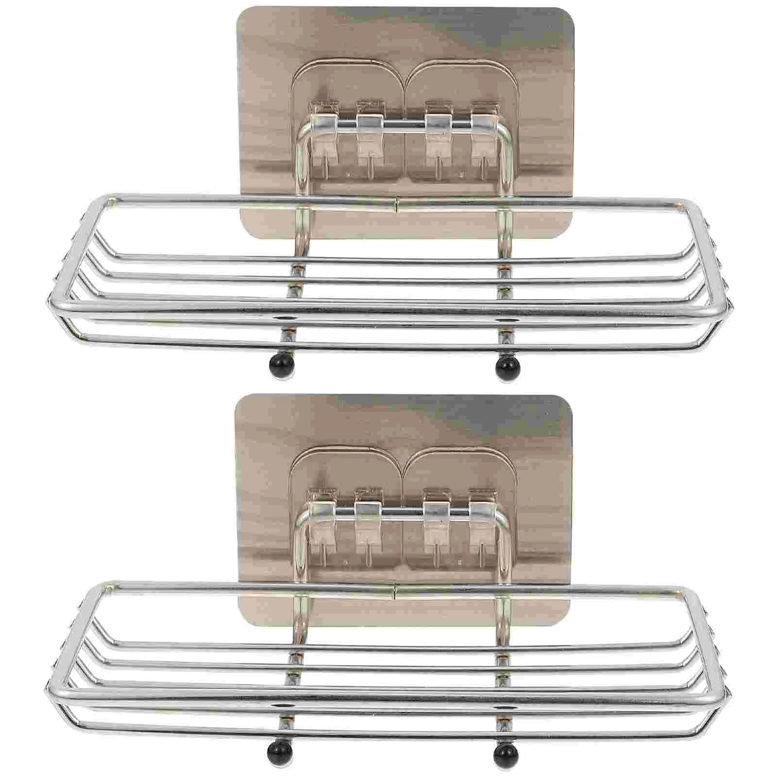 

2pcs Punch Free Stainless Steel Wall Mount Storage Shelfs Soap Dishes Storage Cases Soap Holders