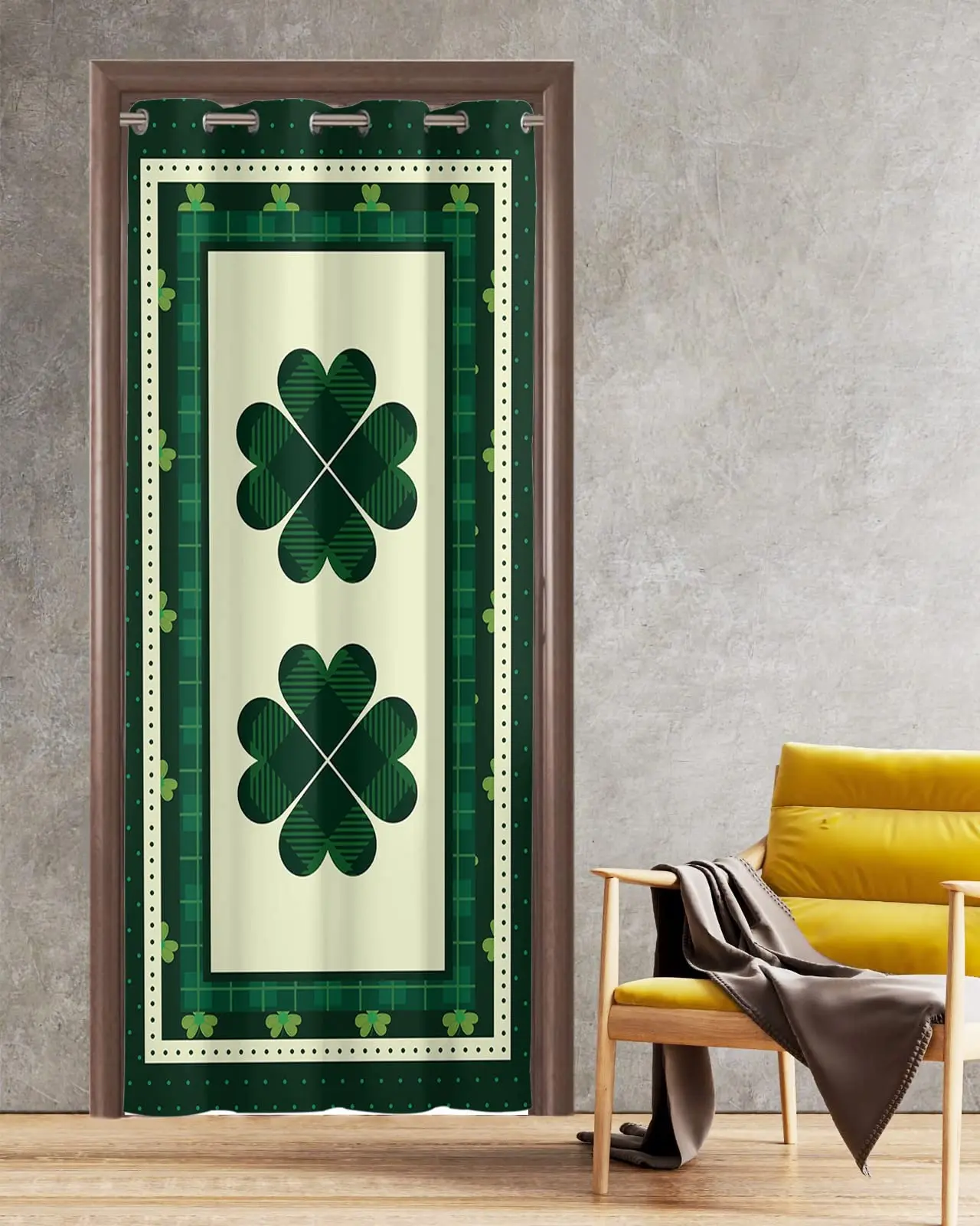 Временные дверные шторы с четырьмя листами клевера на День Святого Патрика для