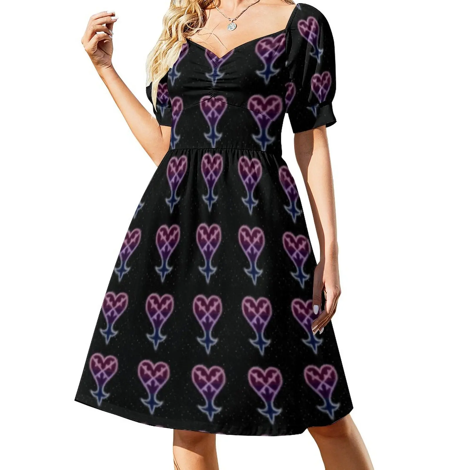 

Kingdom Hearts Dress Cosmic Heartless Symbol Elegant Dresses Summer Aesthetic Casual Dress Pattern Clothes Big Size 4XL 5XL