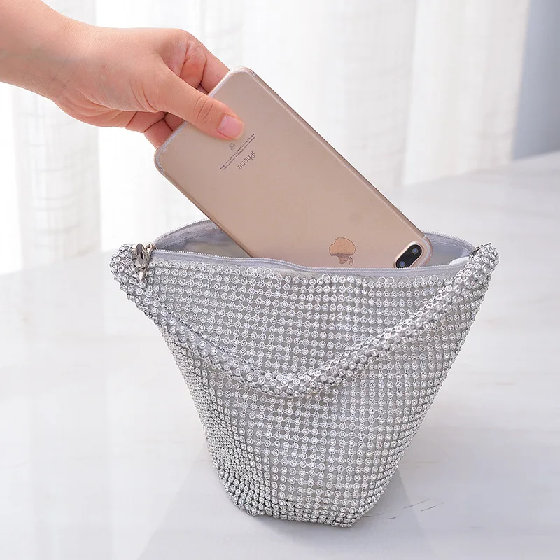 

Rhinestones Women Metal Evening Clutch Bag Fashion Lady Female Diamond Super Mini Handbag for Wedding Bag