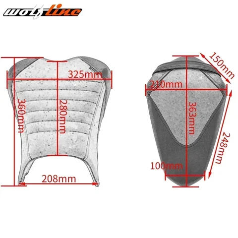 WOLFLINE переднее седло, подушка для сиденья, 2 шт./компл. для Kawasaki Ninja400 Z400 2018-2024 2019 2020 2021 2022 2023