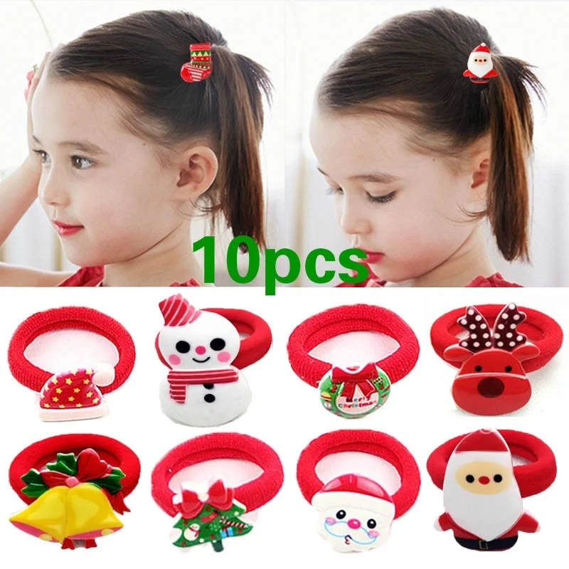 

10 шт. модные популярные рождественские резинки для волос для девочек