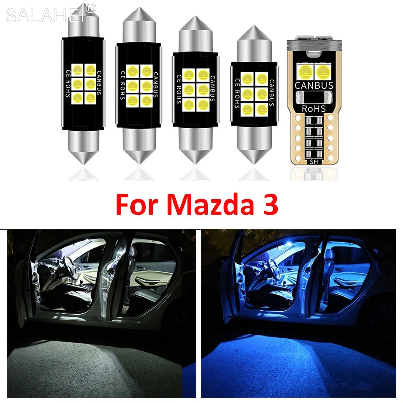 8Pcs Car Interior Lights Upgrade Kit For 2014 2015 2016 2017 2018 2019 Mazda 3 Led interior Dome Trunk Lamps License Plate Light